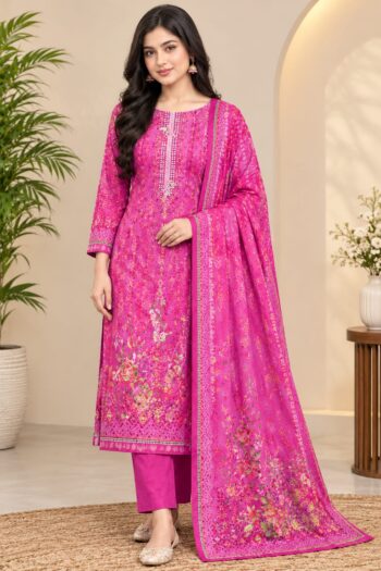 Zam Zam Three-Piece – Elegant Pink Floral Printed Salwar Kameez